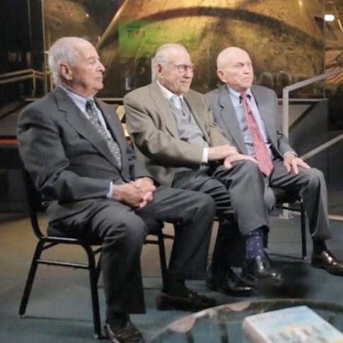 Time magazine's 1968 Persons of the Year (Apollo 8 moon-orbiting astronauts, famous for their Earthrise photo, from left, Bill Anders, Jim Lovell, and Frank Borman), reunite after 50 years