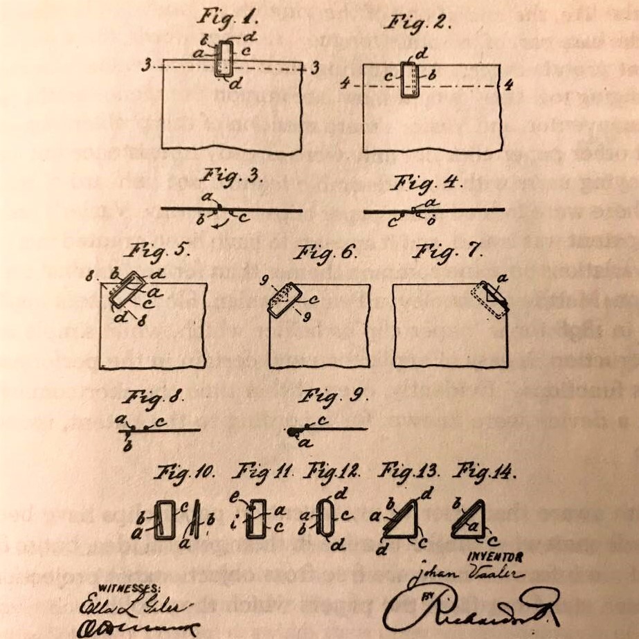 Images for Petroski's 'The Evolution of Useful Things': Johan Vaaler's first American patent (p. 61)