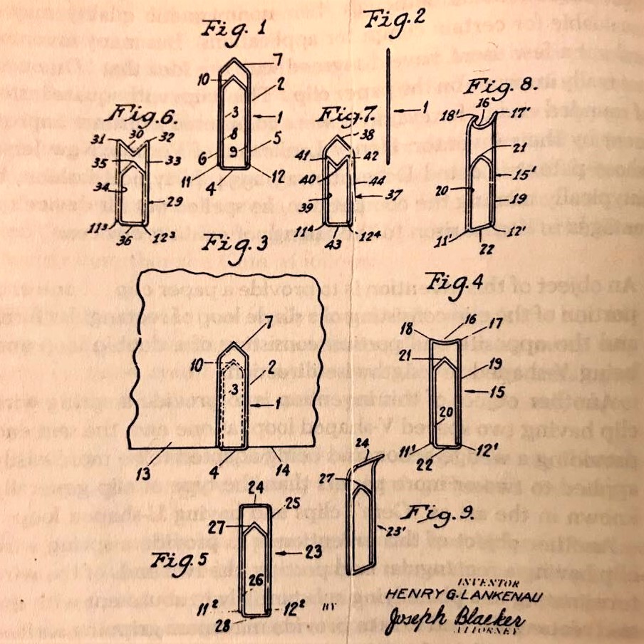Images for Petroski's 'The Evolution of Useful Things': Henry Lankenau's paper clips (p. 72)