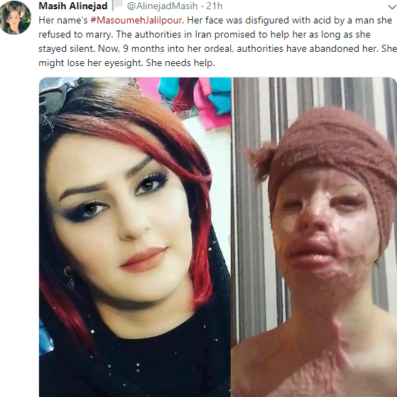 Heart-wrenching violence against women: The attitude that men own women ('If I can't have you, nobody else can') is alive and well in Iran, and the authorities pay only lip service to fixing the problem