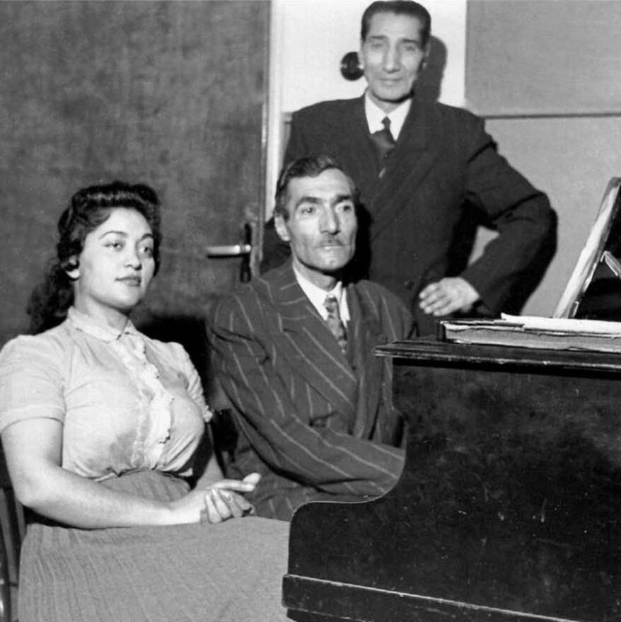 Historical photos of Iran's old-time music celebrities: Marzieh, Morteza Mahjoubi, Adib Khansari