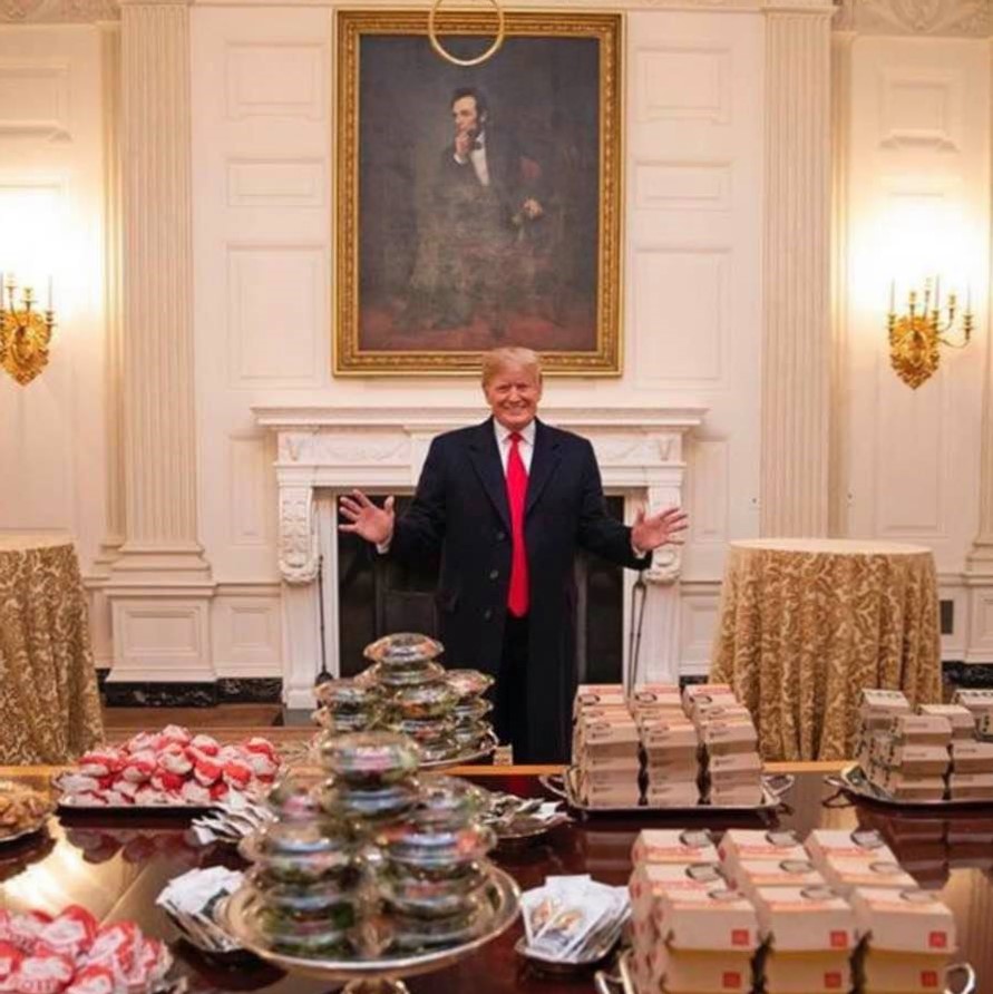 Trump treats Clemson's championship football team to food from Wendy's, McDonald's, and Burger King
