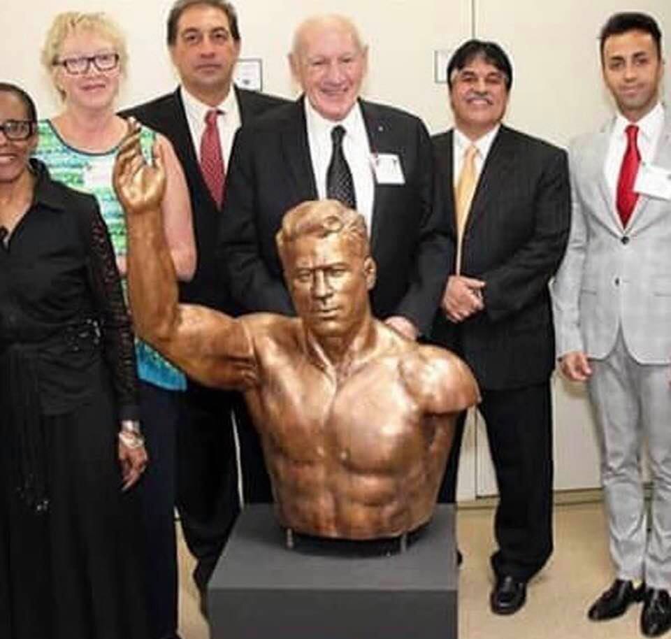 This bust of the late Iranian wrestler Gholamreza Takhti is on display in the US