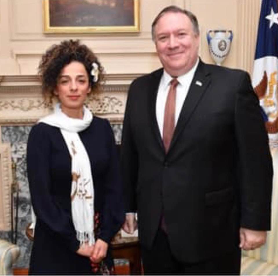 Photo of Masih Alinejad and Mike Pompeo
