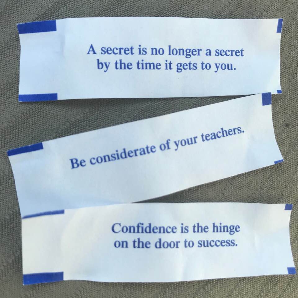 Three fortune from cookies to choose from