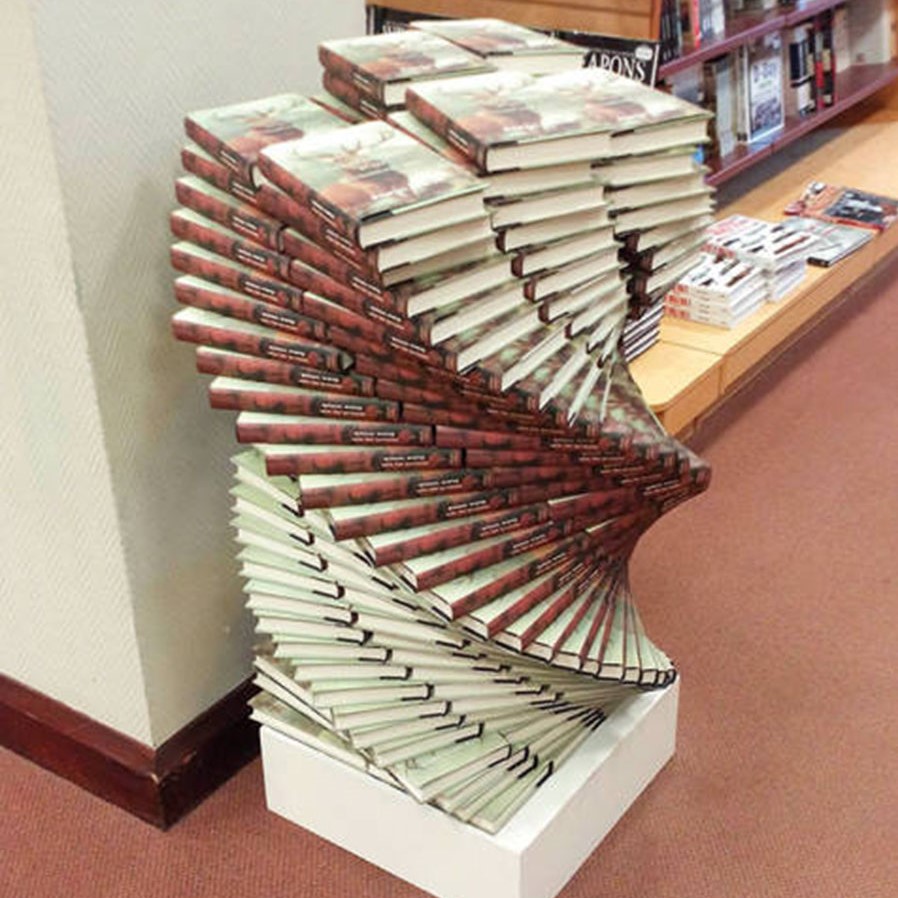 Visually pleasing photo: Spiral book display