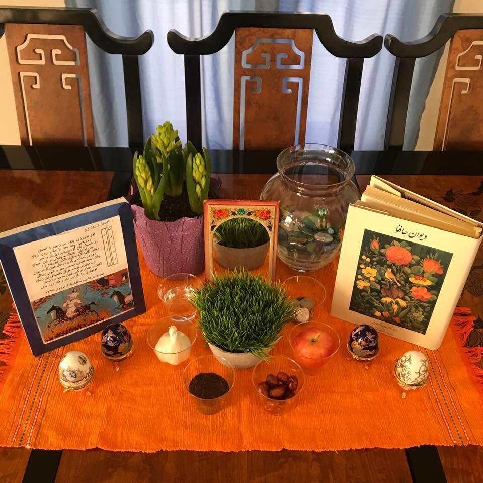 My haft-seen spread at home for Norooz 2019, close-up photo