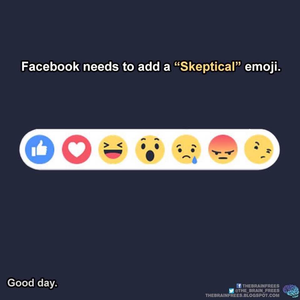 What do you think of the suggestion that Facebook should add a skeptical emoji?
