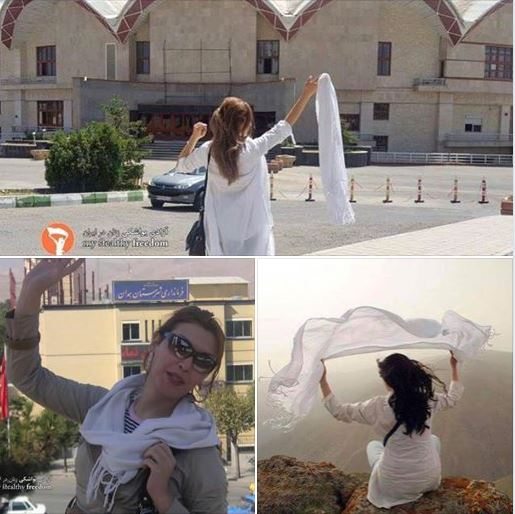 Images of #WhiteWednesdays, when Iranian women wear white headscarves and remove them in public in the face of arrests and imprisonments for doing so