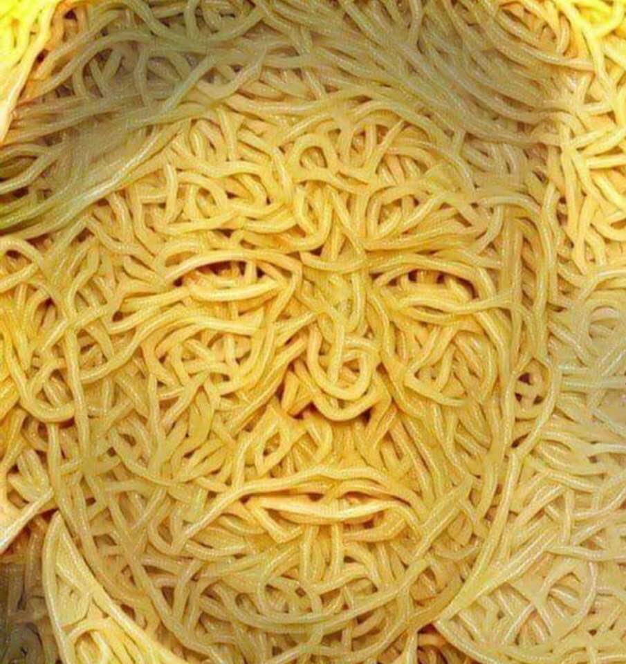 Trump's portrait, rendered with spaghetti