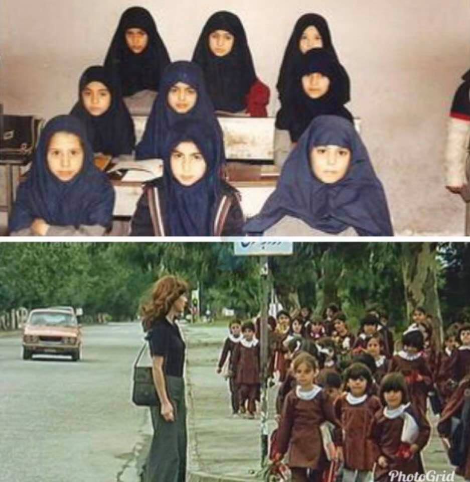 School-girls in Iran, then and now