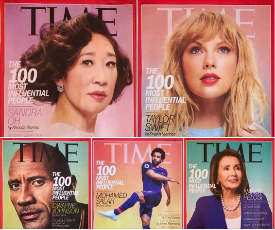 The 5 different covers of the Time-100 special issue