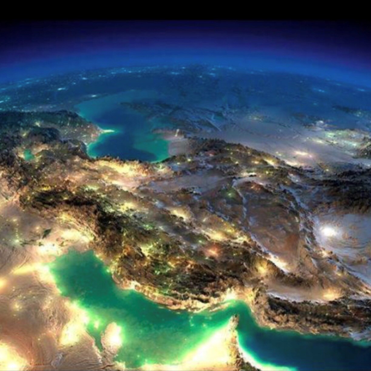 NASA satellite image of the Iranian Plateau: Night