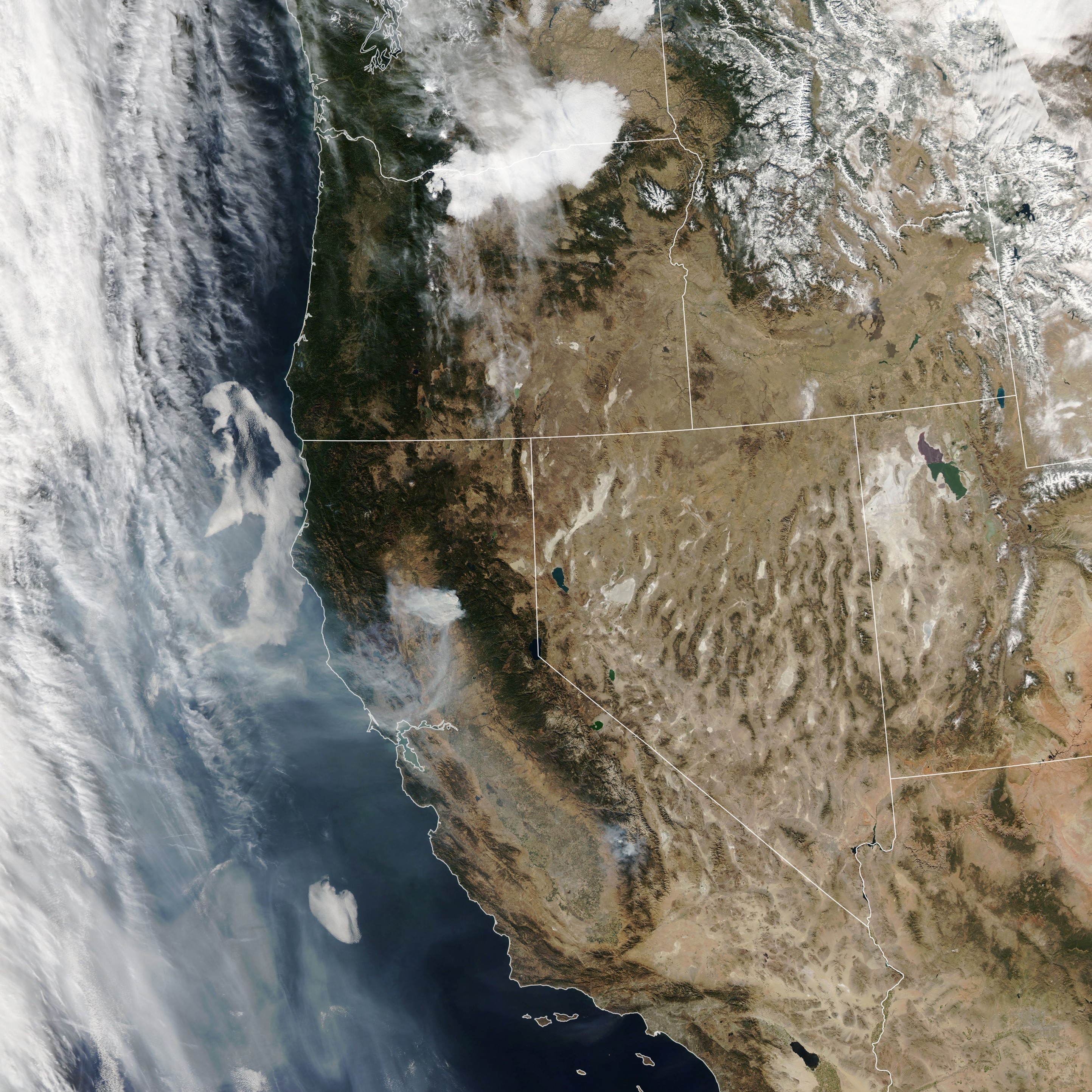 Satellite image of western United States