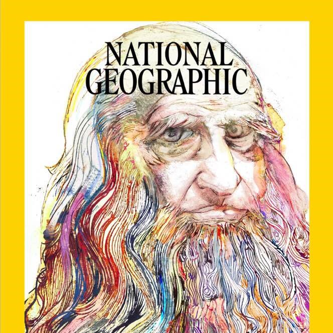 Cover of the latest issue of 'National Geographic': Leonardo, a Renaissance man for the 21st Century