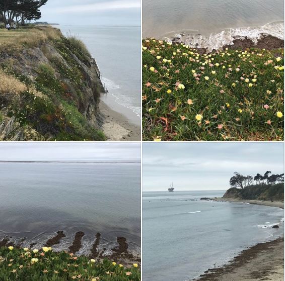 UCSB's West Campus Beach this afternoon, with one of the clearest views of Platform Holly