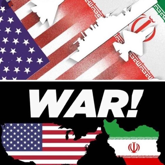 Graphic designs showing showing the possibility of armed conflict between the US and Iran