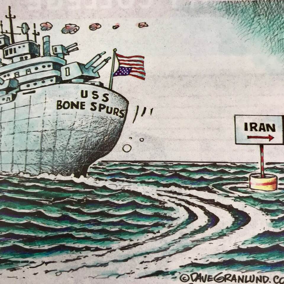 Cartoon of the day: USS Bone Spurs avoiding rough waters!