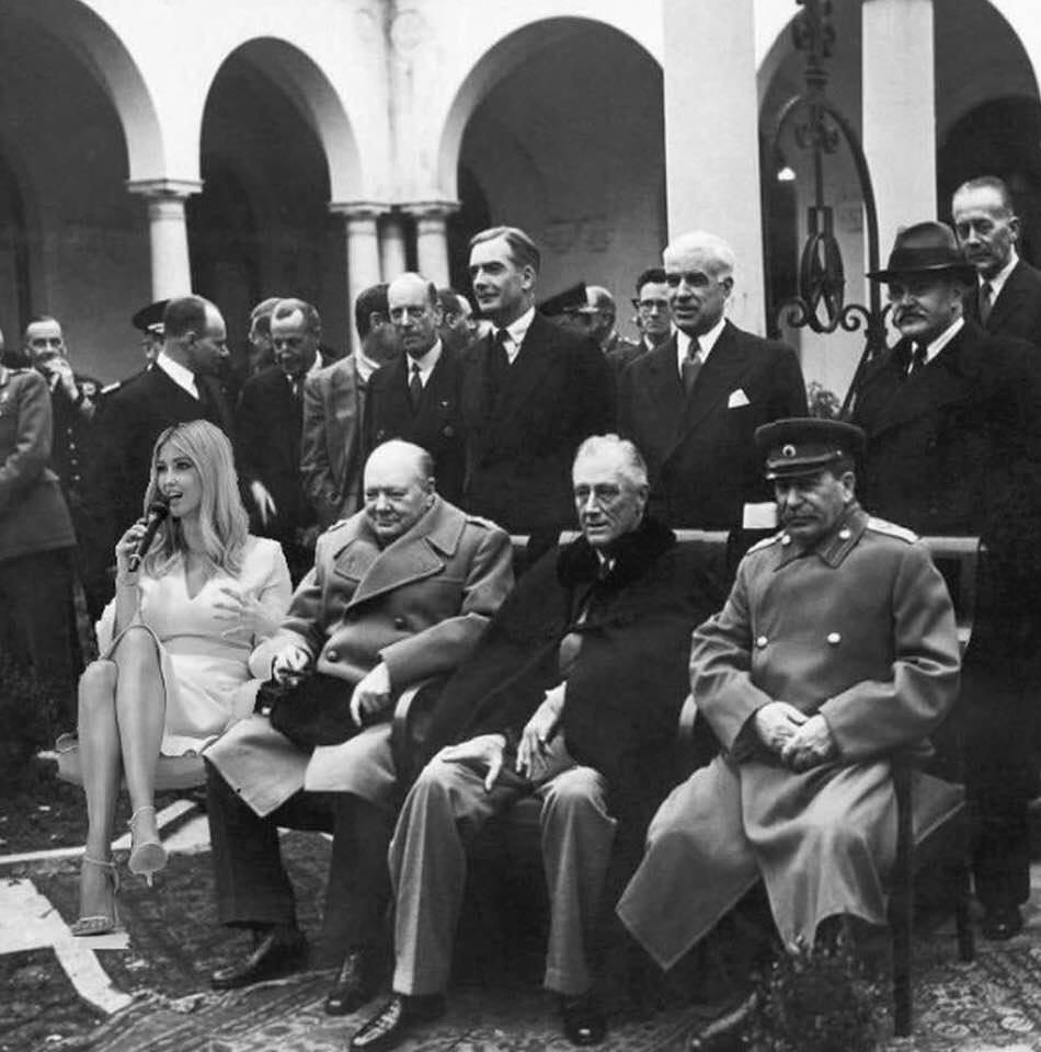 Ivanka Trump with Churchill, Roosevelt, and Stalin