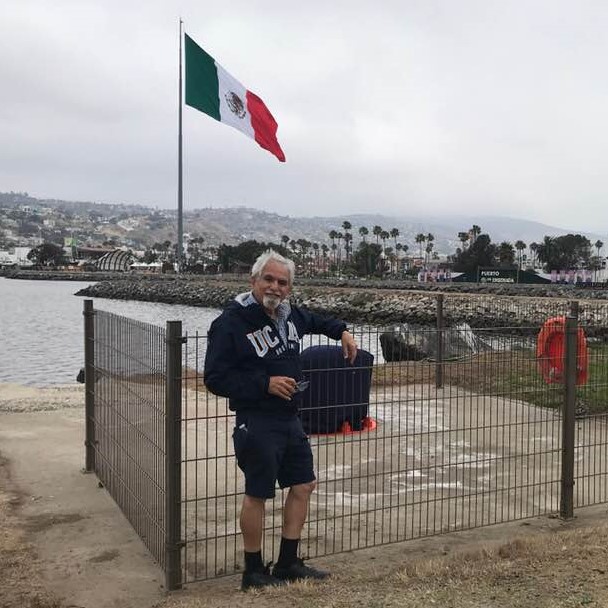 Family cruise: In Ensenada, Mexico, in front of a huge Mexican flag