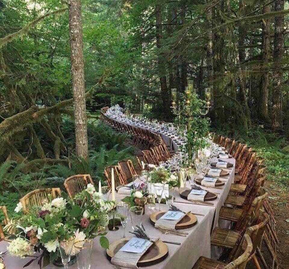 Forest wedding reception in Washington State