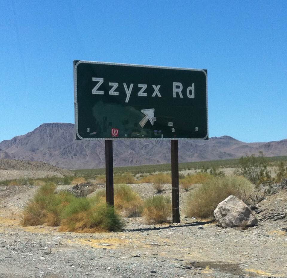 Sign for 'Zzyzx Rd'