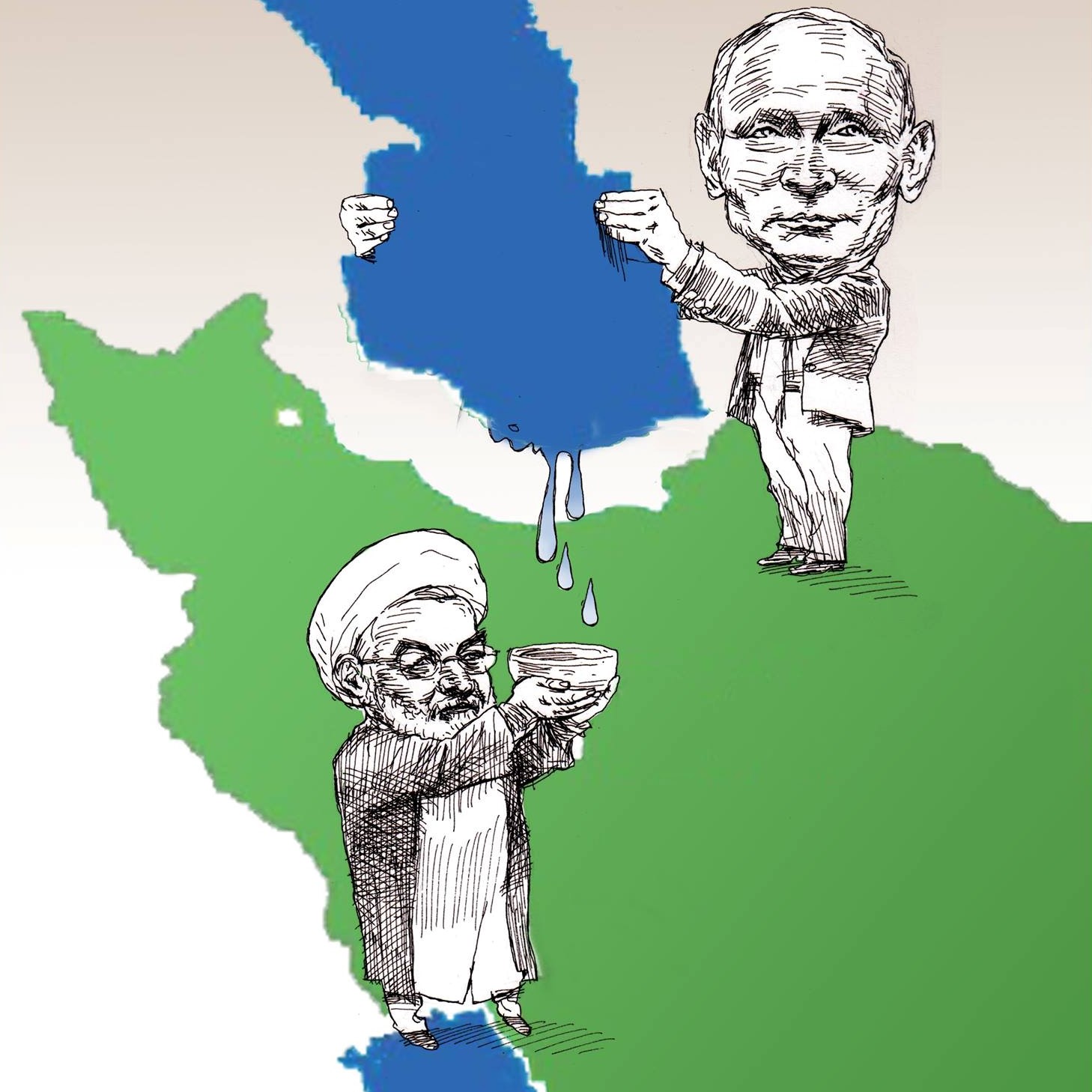 Cartoon: On Russia swindling Iran's rights to the resources of the Caspian Sea