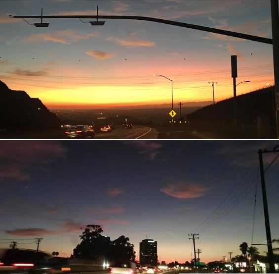 Beautiful sunset shots this evening on northbound US 101, between Thousand Oaks and Ventura