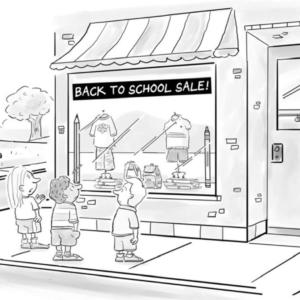 Cartoon: Back-to-school sale