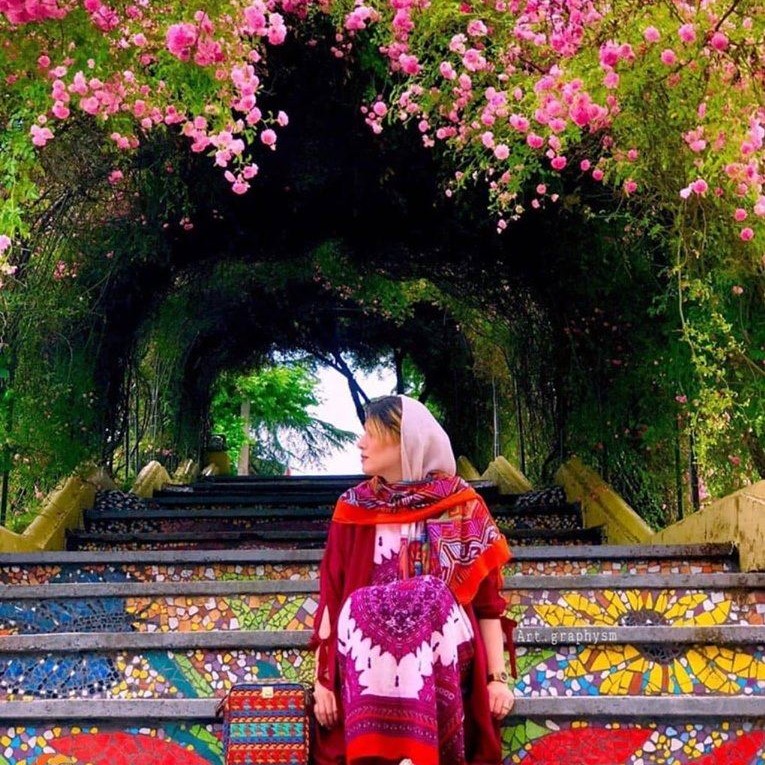 Beautiful garden at Museum of Tea History, Lahijan, Iran