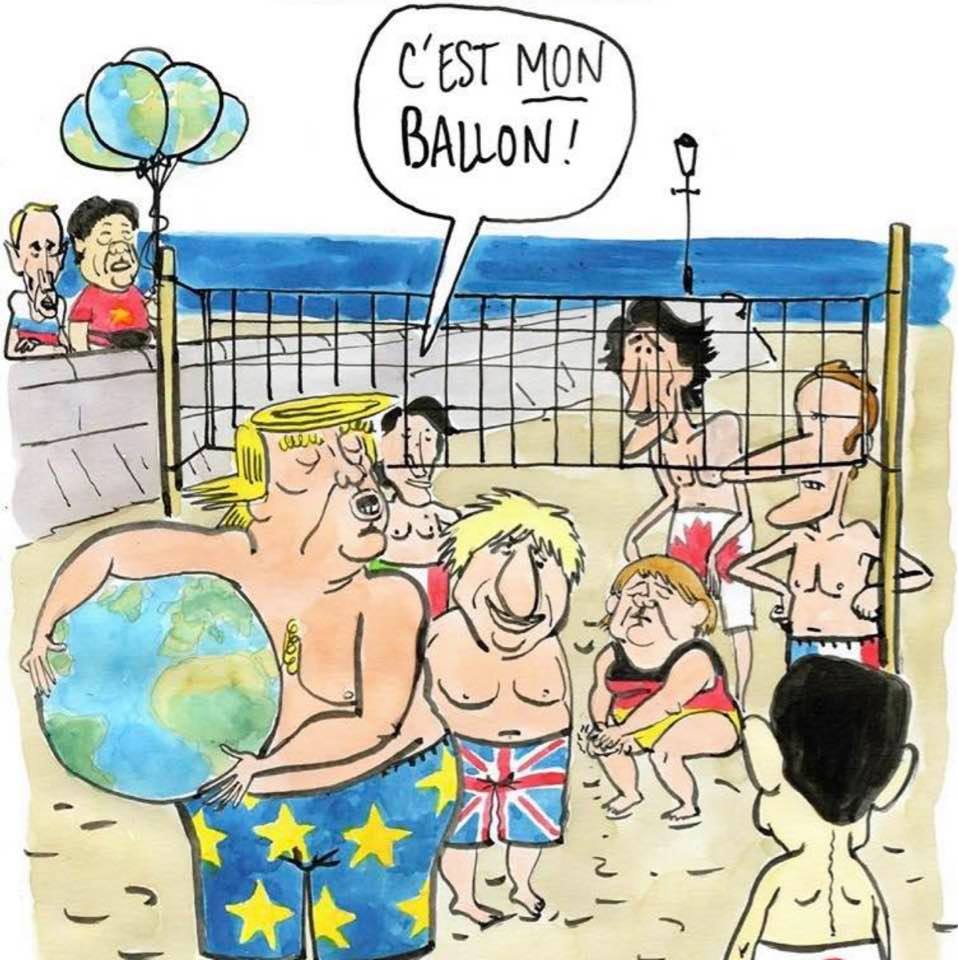 Cartoon of the day (scene at a beach in France): 'It's my ball!'