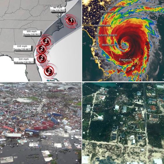 The path of, and damage inflicted by, Hurricane Dorian