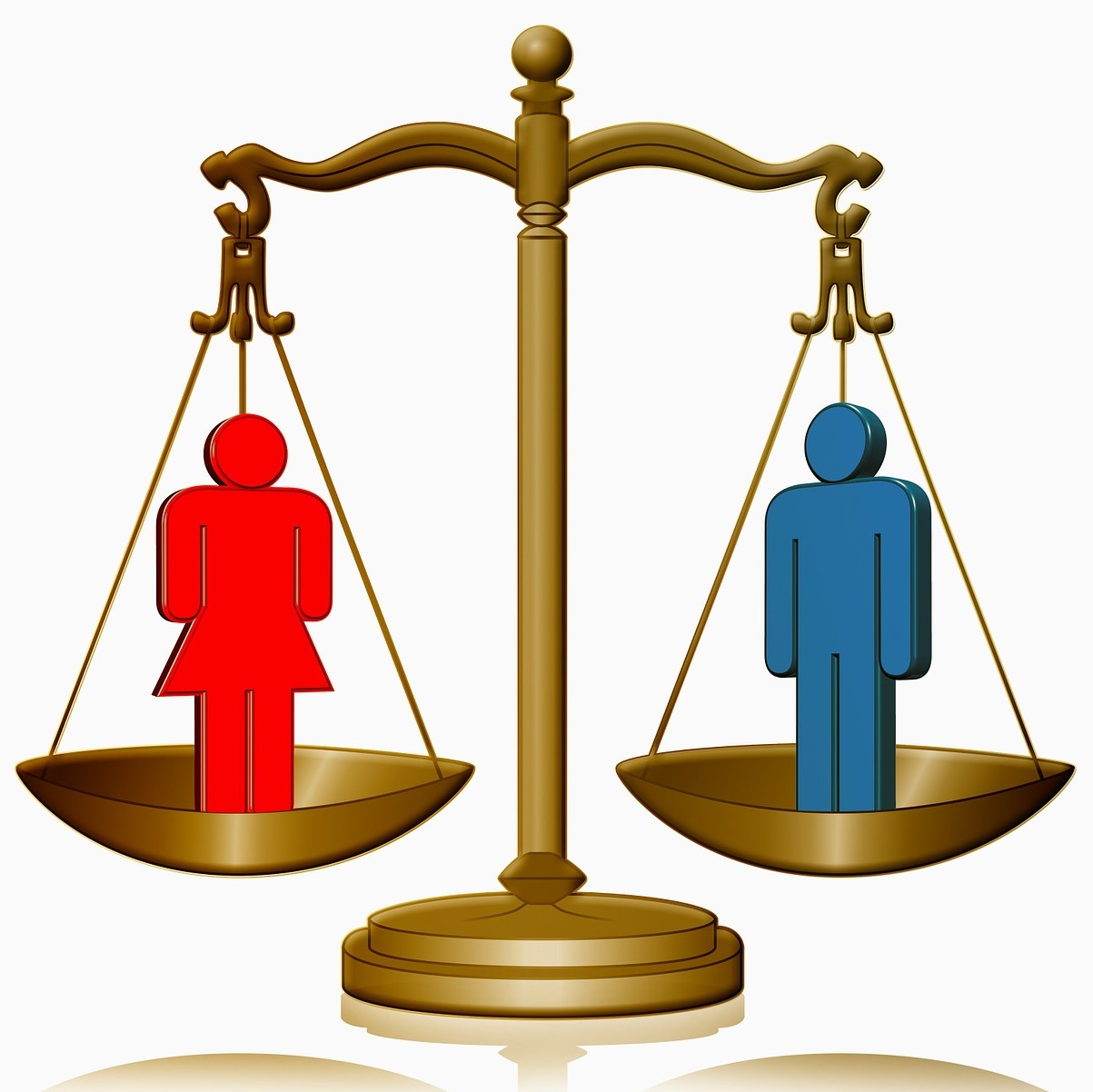 Gender equity: Balance, with man and woman on the two sides