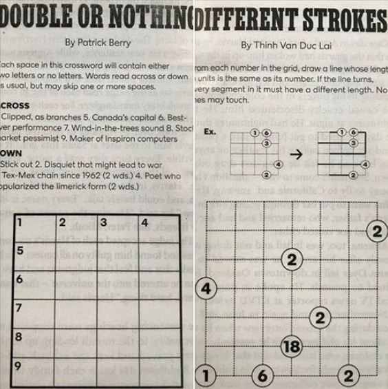 Two interesting puzzles I encountered for the first time during my LAX-IST flight