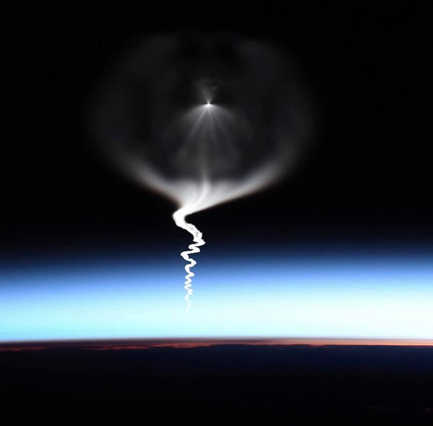 Space launch, photographed from space