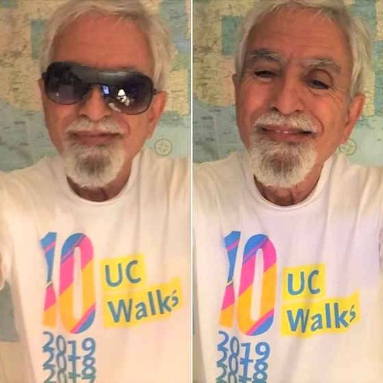 Yesterday, with my 10th-anniversary T-shirt for the 'UC Walks' program