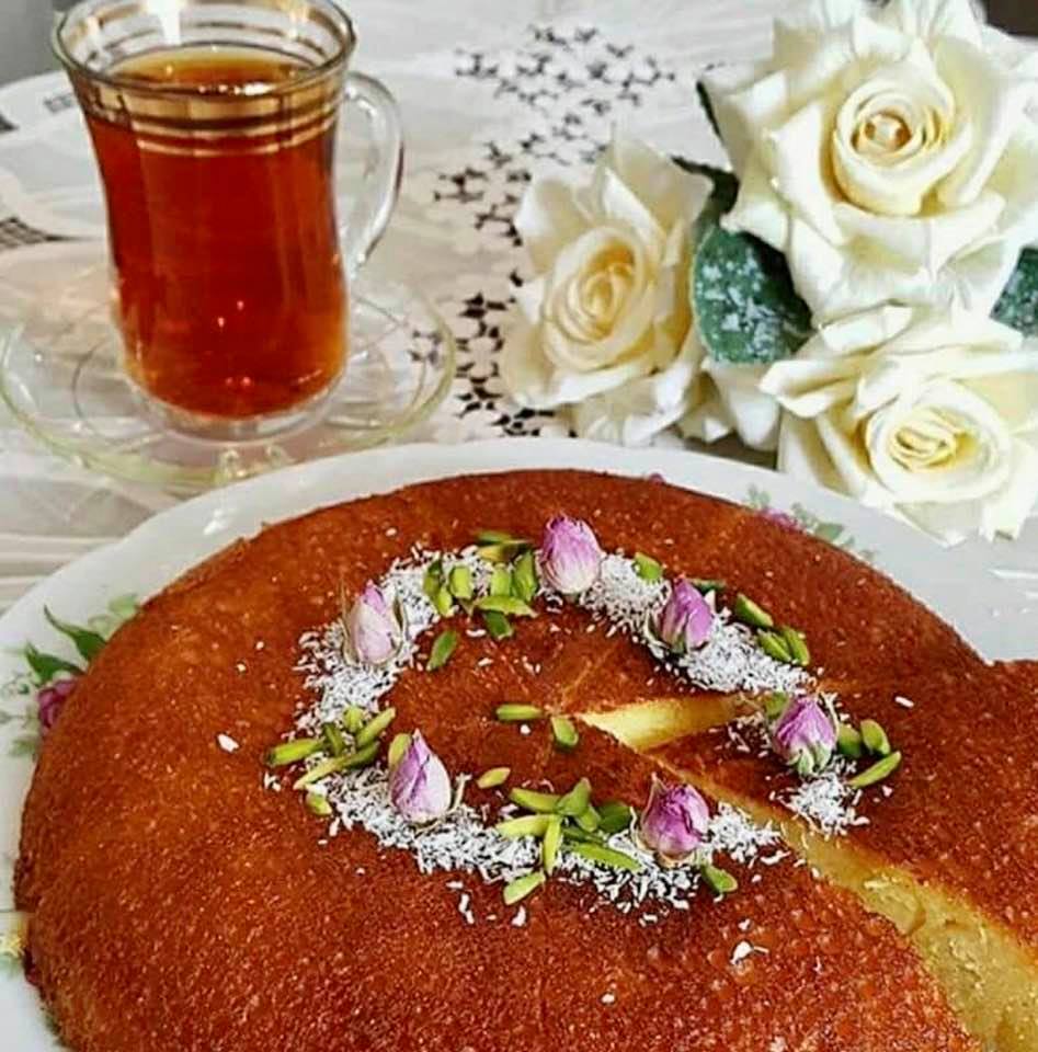 Tea served Iranian style: With cake