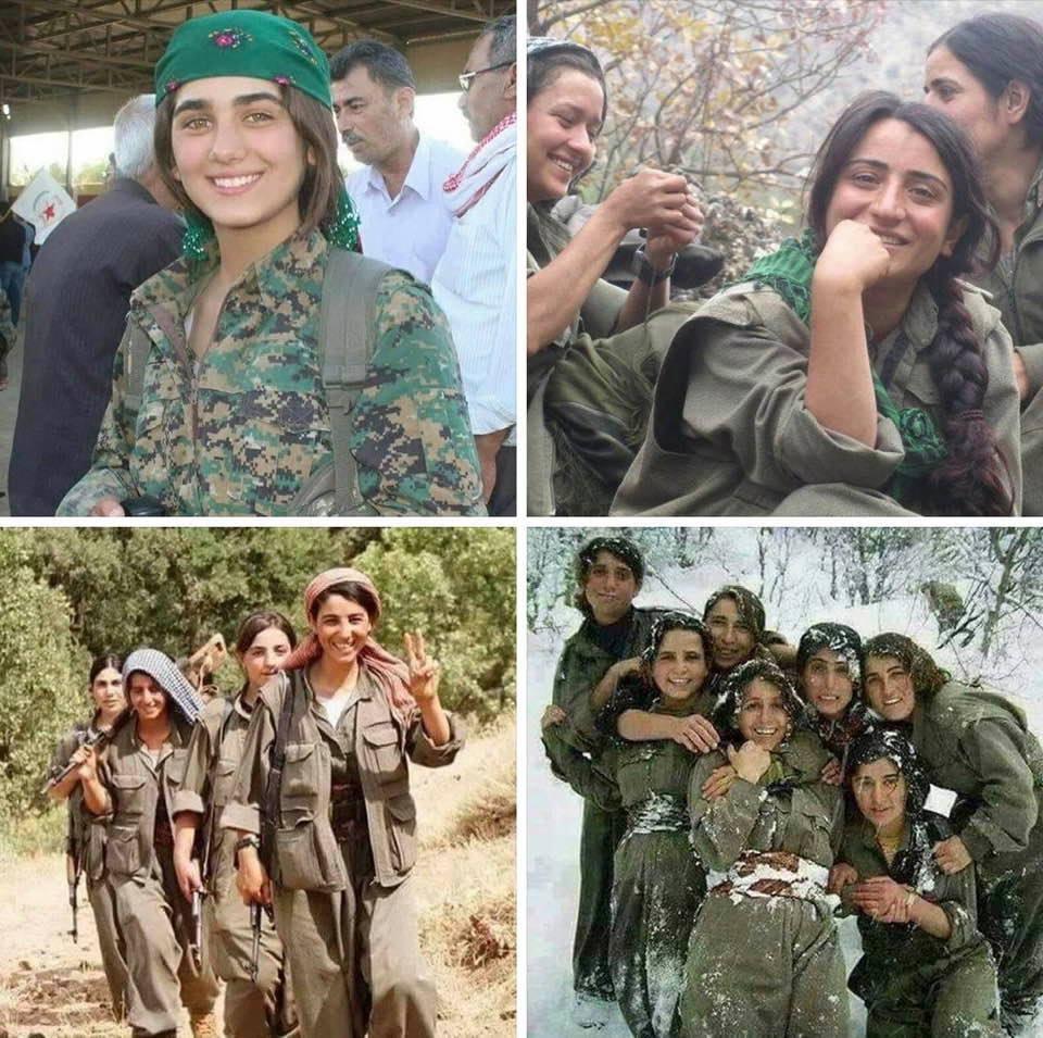 Photos showing Kurdish women who are fighting alongside men to protect their homeland