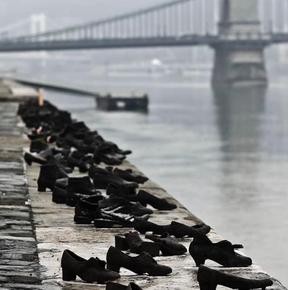 Sixty pairs of iron shoes line the bank of Danube in Budapest