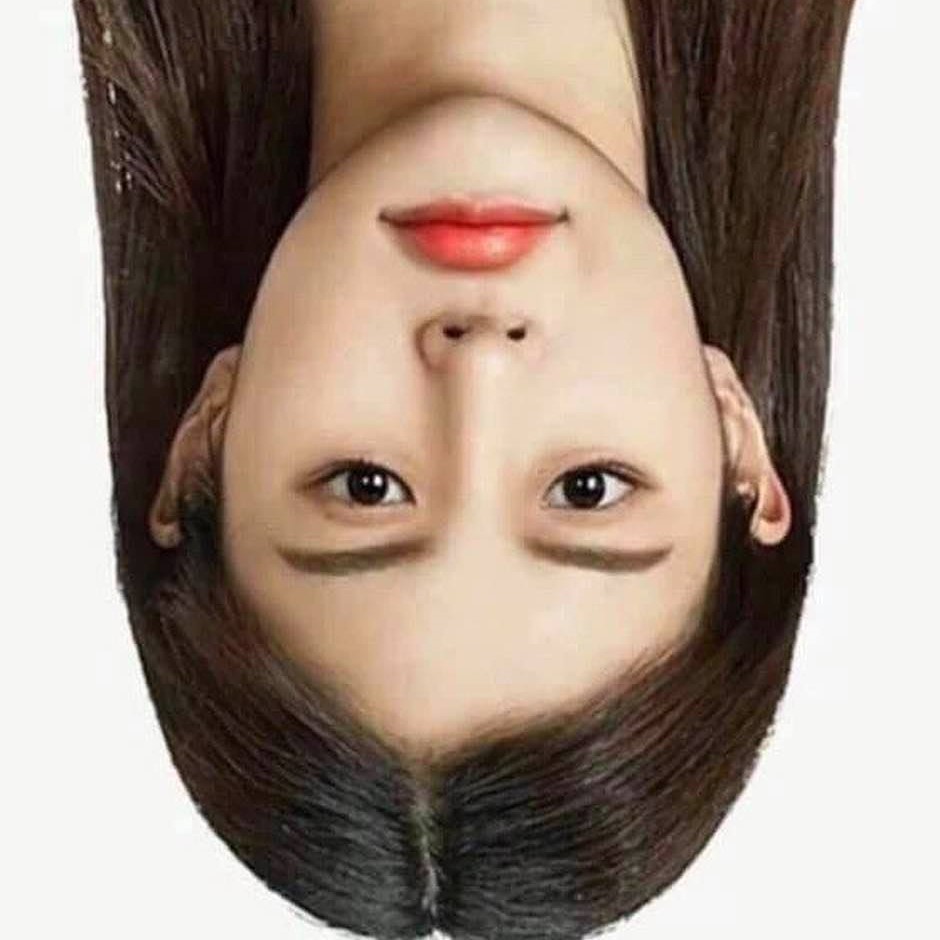 Upside-down image of an oriental girl