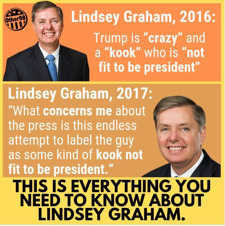 Meme: Senator Lindsey Graham wins first prize in hypocrisy, hands down!