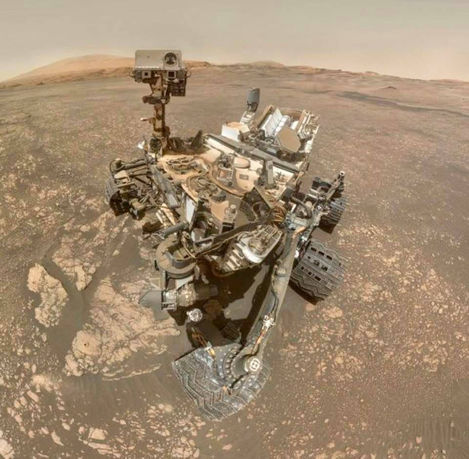 This 'selfie' of NASA's Mars Curiosity rover was synthesized from images it collected on May 13, 2019