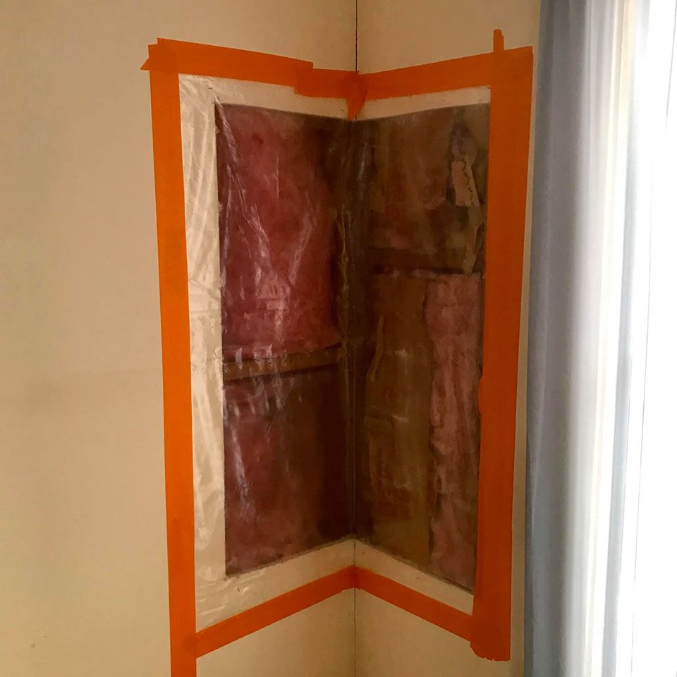 My bedroom wall cut open to find the reason for a corner crack