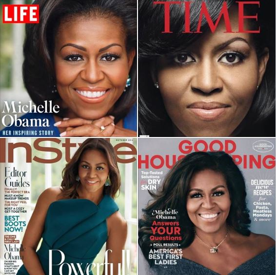 A sample of Michelle Obama's many magazine cover photos