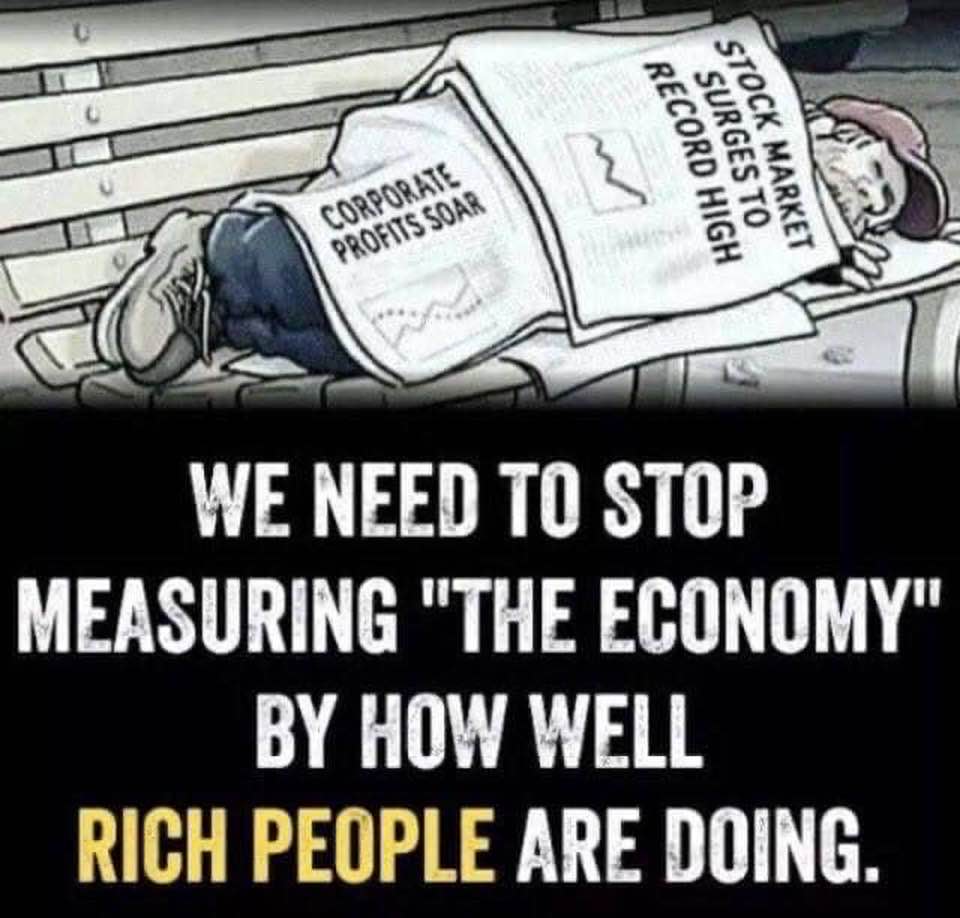 Meme: Record highs for the stock market will not help the hungry and the homeless