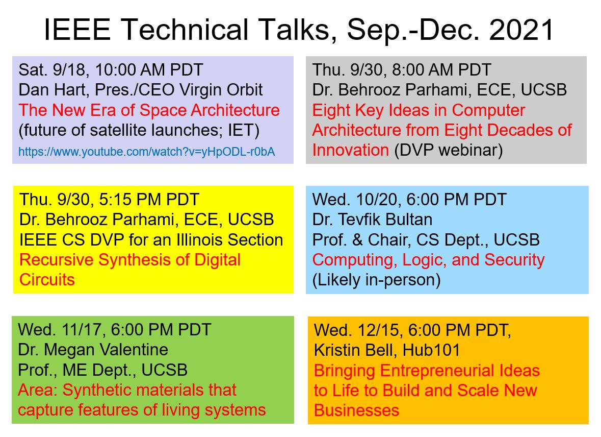 Upcoming talks of interest to IEEE CCS members and the community at large