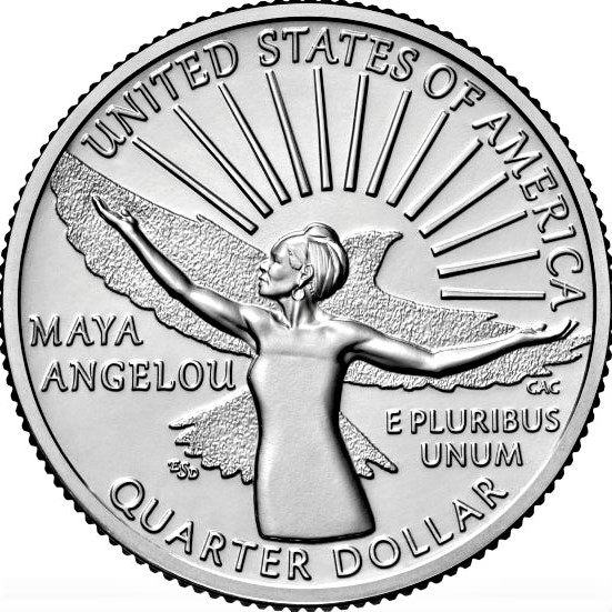 Poet Maya Angelou becomes the first black woman to be featured on a US quarter-dollar coin