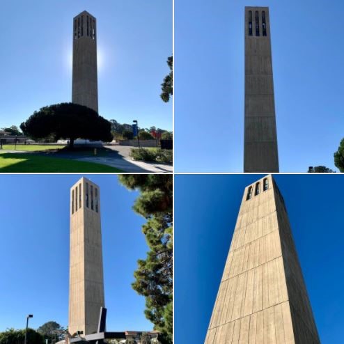 A gorgeous Wednesday with deep blue skies on the UCSB campus, photographing the iconic Storke Tower