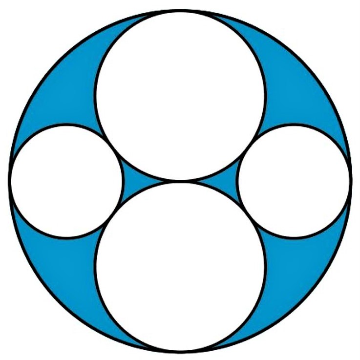 Math puzzle: What fraction of the large circle's area is shaded blue?
