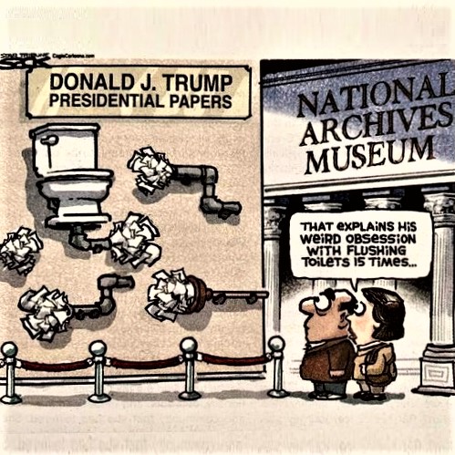 Cartoon: Trump Presidential Papers at the National Archives Museum